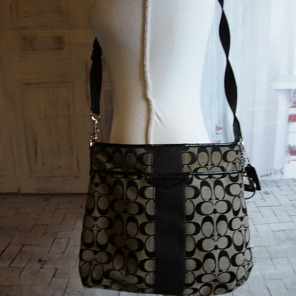 Coach Bags Coach Black Classic Signature Canvasleather Crossbody